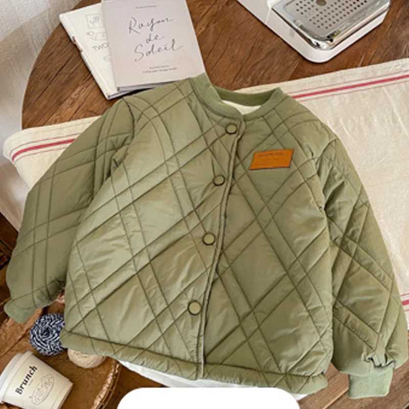 Childrens apron cotton coat winter autumn solid thick warm jacket boys and girls sports jacket 3-10Y childrens casual quilted jacket M241018