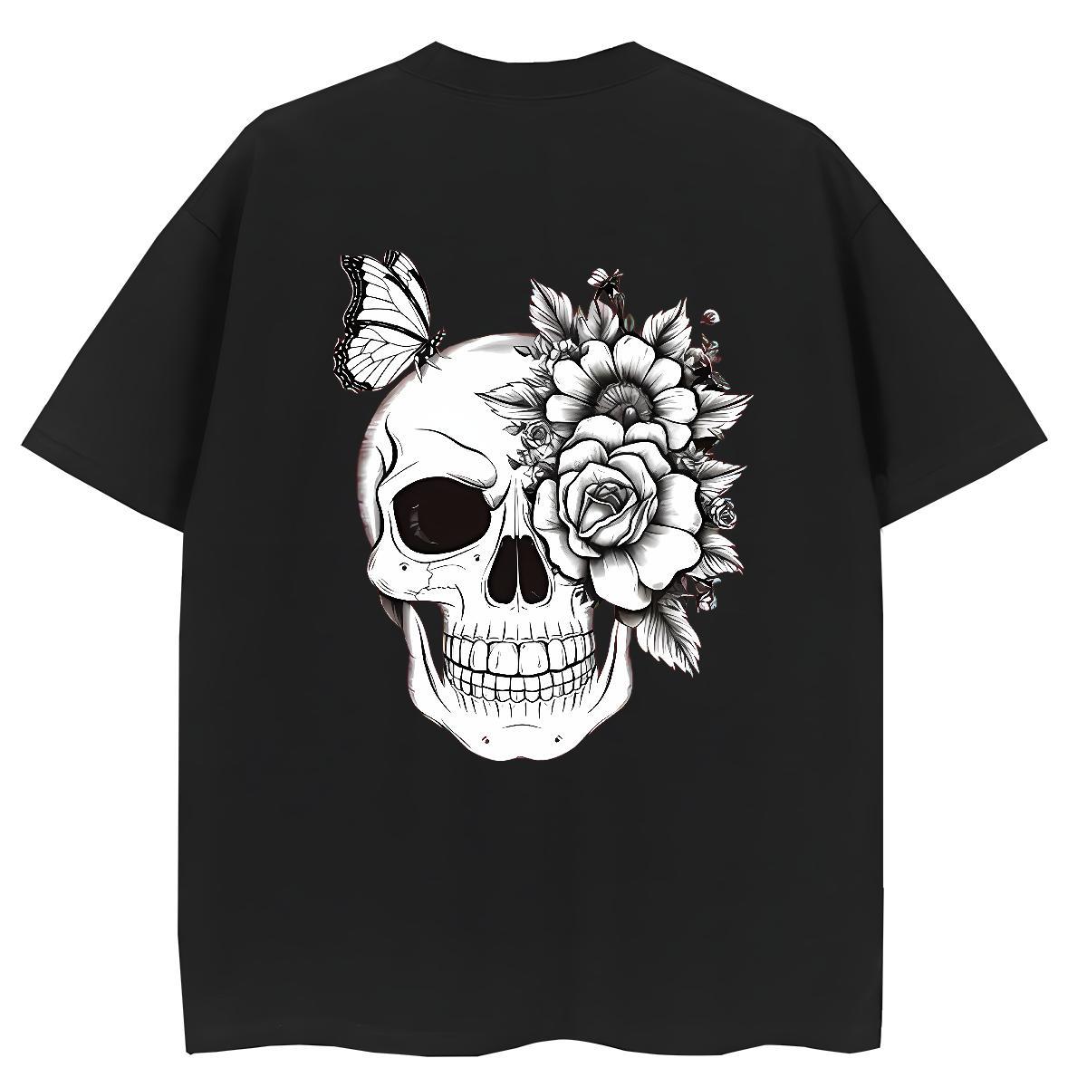 DIY T-Shirts 230g 100% Cotton Breathable Crew Neck Sports Street Wear skull Womens Tshirts Female Plus Size Custom Top Tees