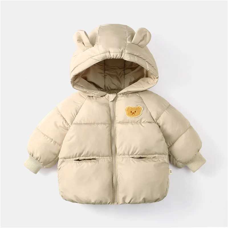 Childrens down cotton jacket winter thick warm jacket autumn boy and girl cartoon bear hooded snow jacket childrens clothing jacket M241018