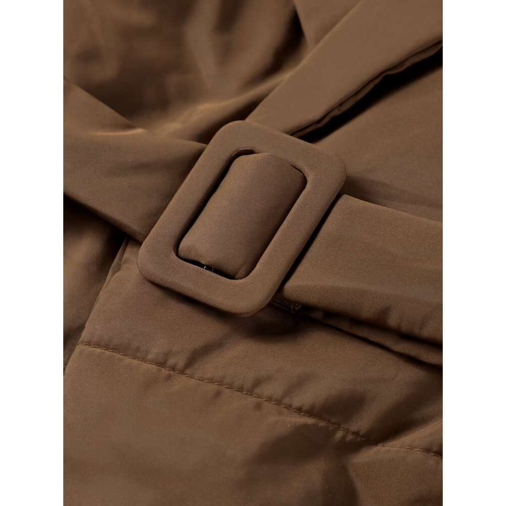 Winter Women Puffer Coat With Belt Fashion Turn-Down Collar Long Sleeve Female Warm Jacket Autumn Loose Lace Up Ladies Outwear