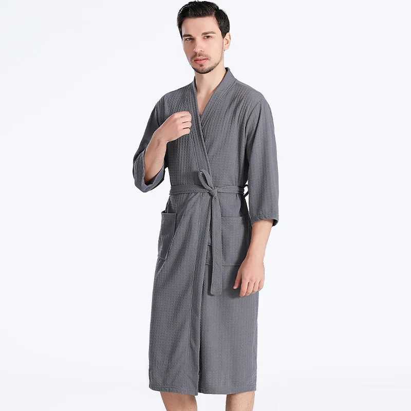 Personalized Monogrammed Mens Gray Waffle Robe Custom Name Robe Groomsman Gift Bathrobe Best Man Gift Nightgown Home ClothXJ241018