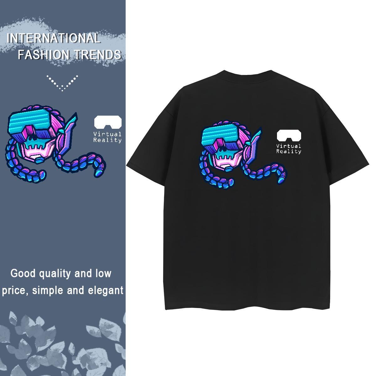 New Women T Shirts 100% Cotton 230g Crew Neck Daily Wear skull Women Tees Soft White Plus Size Tops