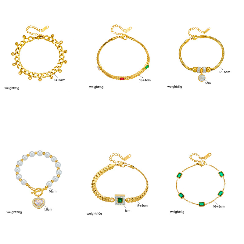 Non Tarnish Zircon Diamond Wristband Bangle Cuff Designer Jewelry Charm Cuban Chain iced out Square Heart Butterlfy Beads Stack Bracelets for Woman Fi