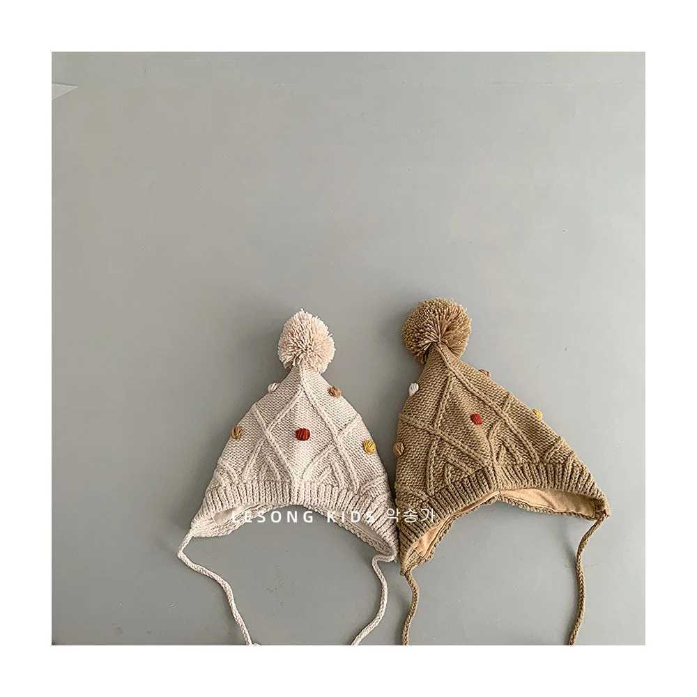 Newborn Beanies Baby Hat Pompon Winter Children Hat Knitted Cute Cap For Girls Boys Casual Solid Color Girls Hat Baby Beanies LX241018