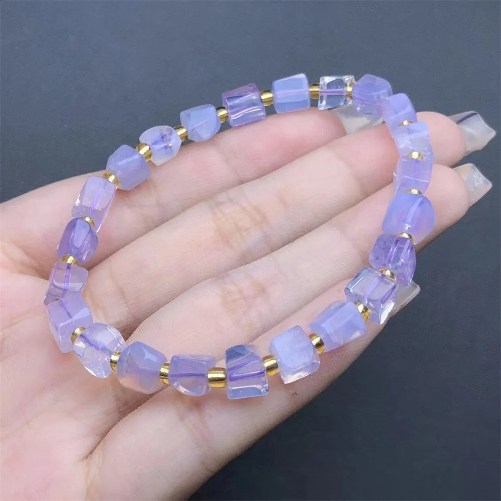 1 piece of Fengbaowu natural purple jade quartz bracelet irregular shaped beads spiritual healing stone jewelry 241018