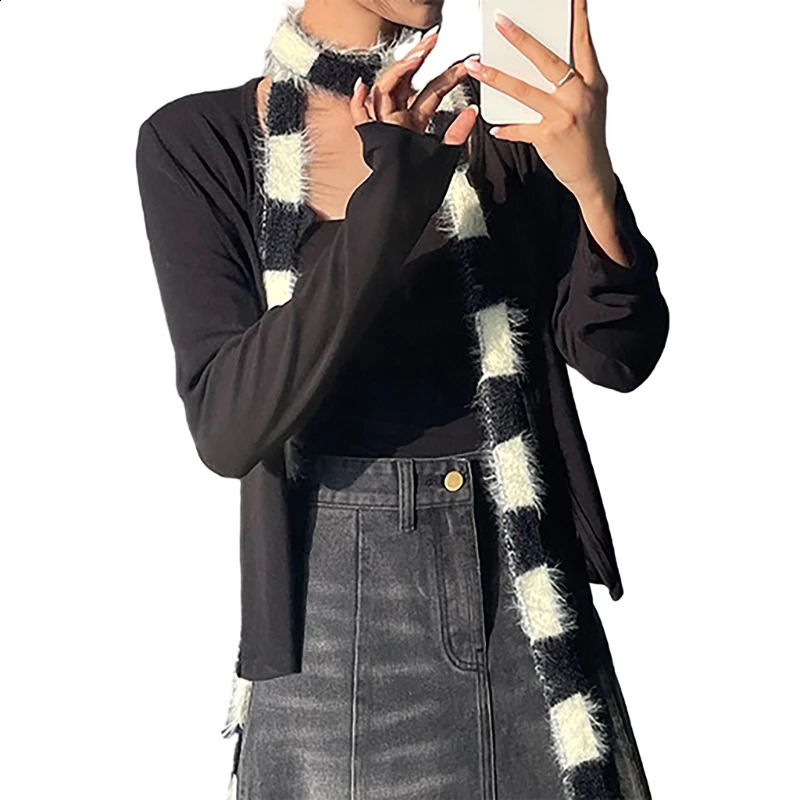 Soft knitted striped scarf ultra-thin scarf womens camping shopping scarf womens long decorative scarf 241017