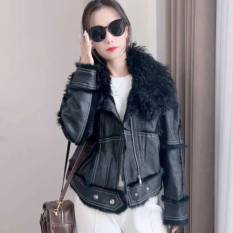 Fur Coat Women Winter 2024 New In Jacket Natural Real Rabbit Hair Inner Liner Short Casual Slim V-Neck Sheepskin Coat For WomenX241018