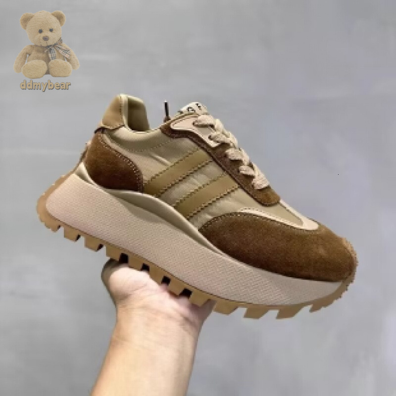 Ddmybear Soft Leather Thick Soled Casual Women 2024 New Model With Interior Height Increase And Versatile Waffle Forrest For Women Chinese Brand Shoes