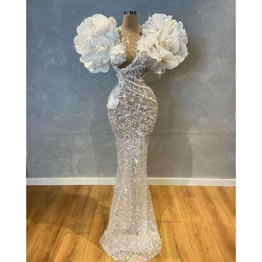 Plus Size Ebi Aso Arabic Stylish Urious Mermaid Wedding Dress Beaded Crystals Lace Sheer Neck Bridal Gowns Dresses Bes Es es