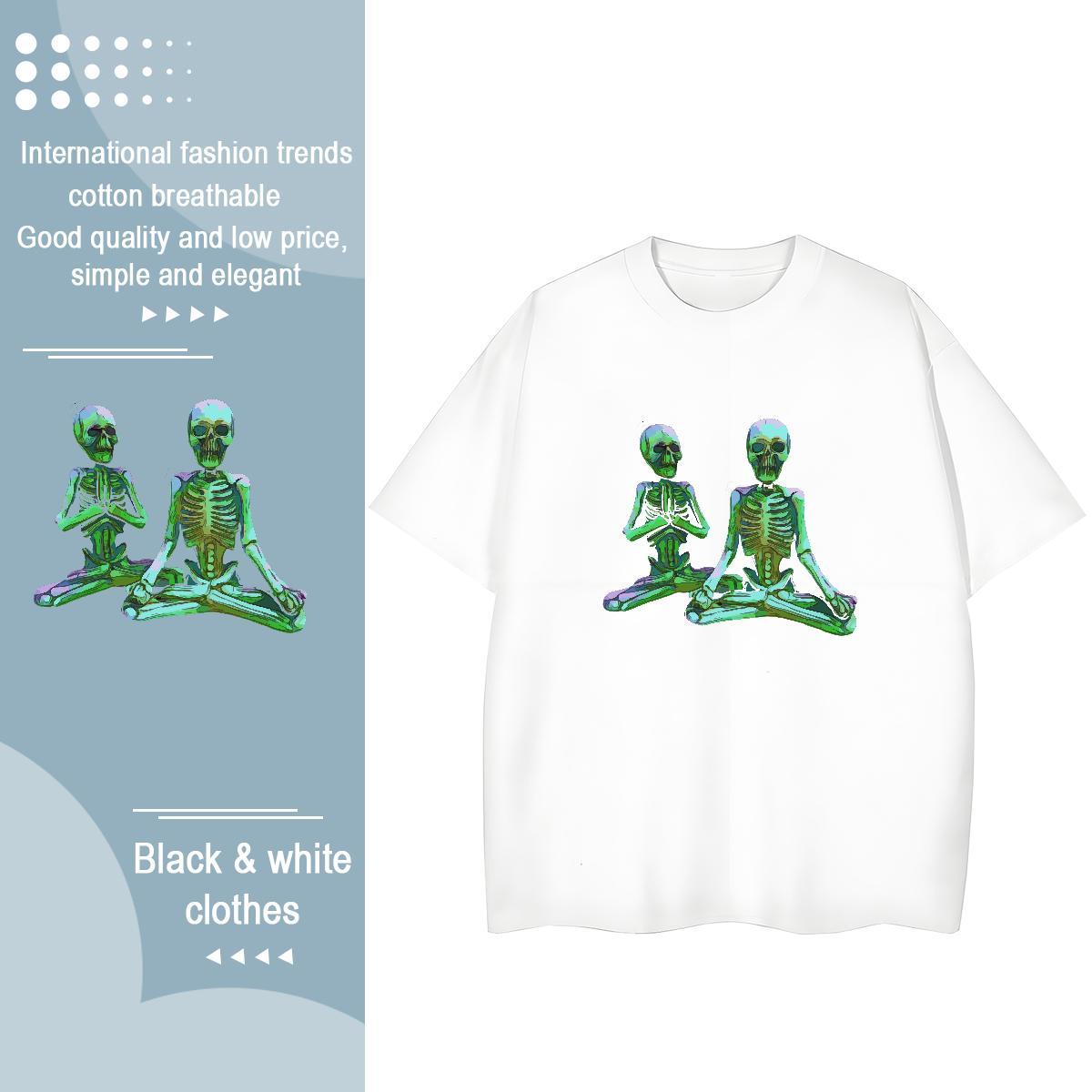 2024 Designer T shirt 230g Pure Cotton Comfortable Casual skull Woman Tshirt Free Shipping White Plus Size Clothings