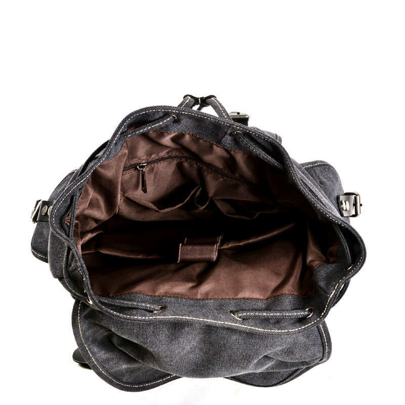 Travel Leather Waxed Canvas Backpack Male Vintage Laptop School Bag Large Waterproof Men Shoulder Hiking Rucack