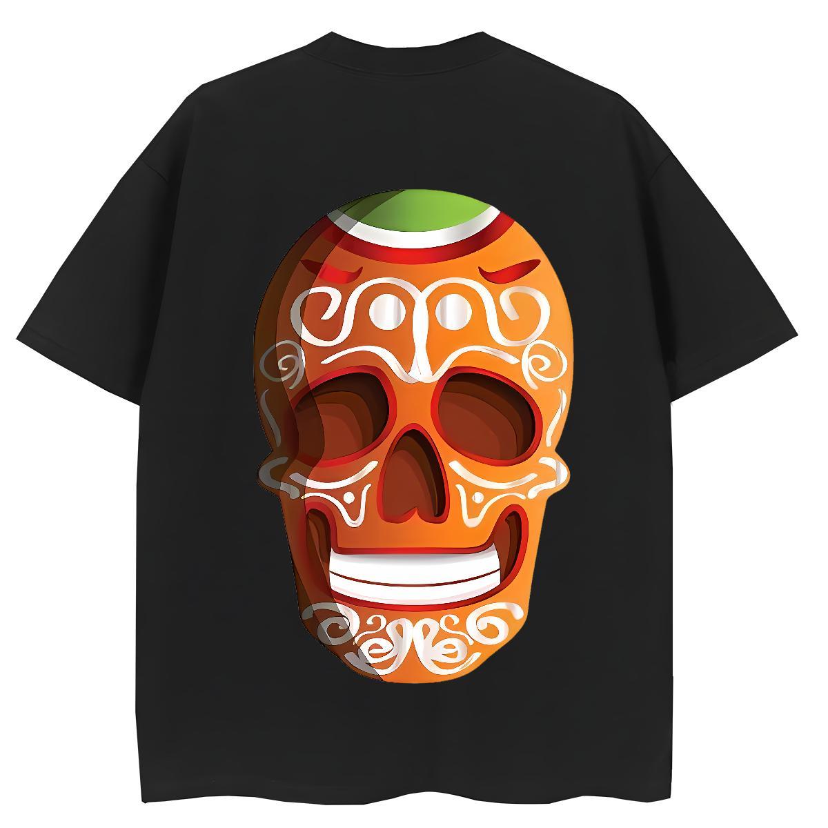 DIY T-Shirts for Women 230g Pure Cotton Crew Neck Casual skull Lady T shirt Loose Customized Tops Shirt
