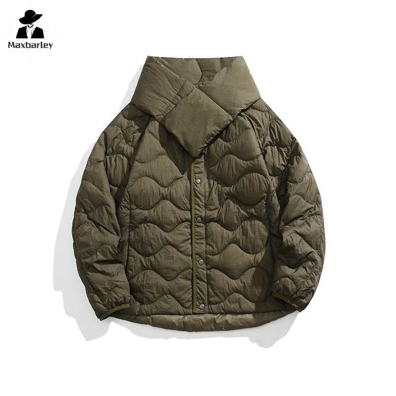 Winter Down Jacket Mens Trendy Three-proof Lightweight White Duck Down Coat Women Brand Detachable Scarf Collar Short Jacket LX241018