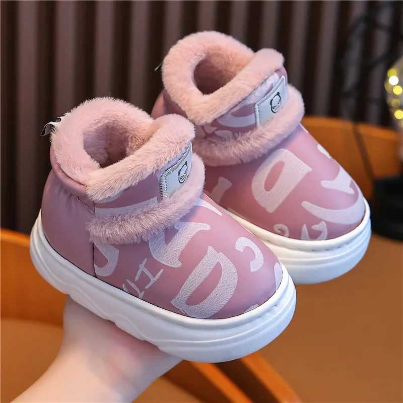 Boots Childrens snow boots with winter warmth and velvet lining boys family shoes girls anti slip shoes braces childrens cotton shoes H241018