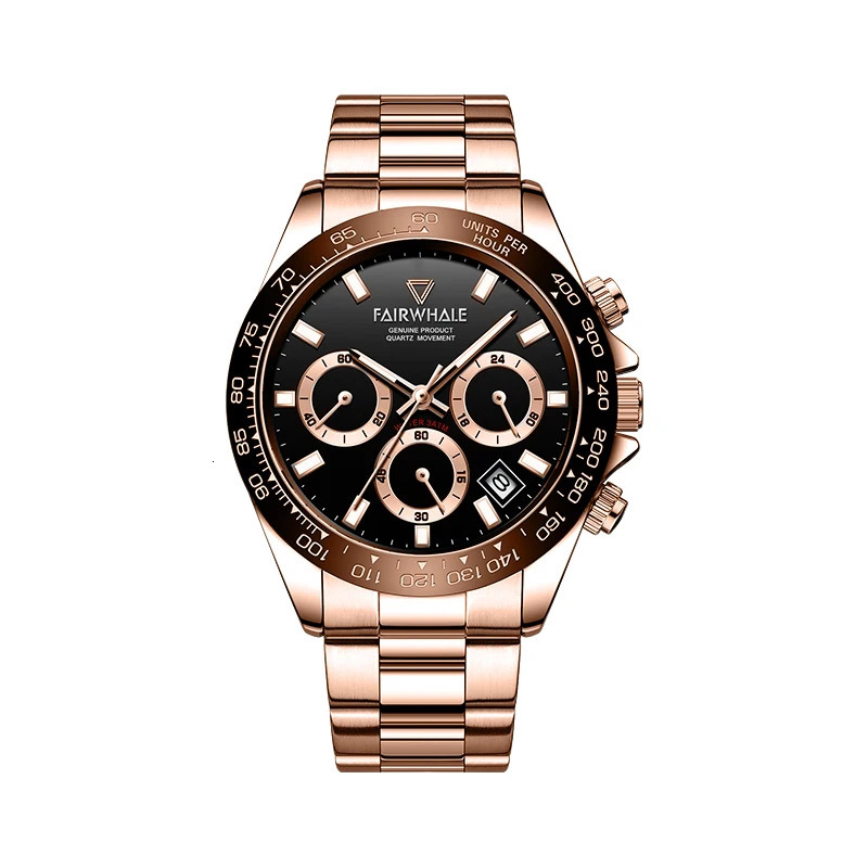 Relogios Masculino Rose Gold 316 Stainless Steel Business Mens Watch Timing Quartz Waterproof 241009