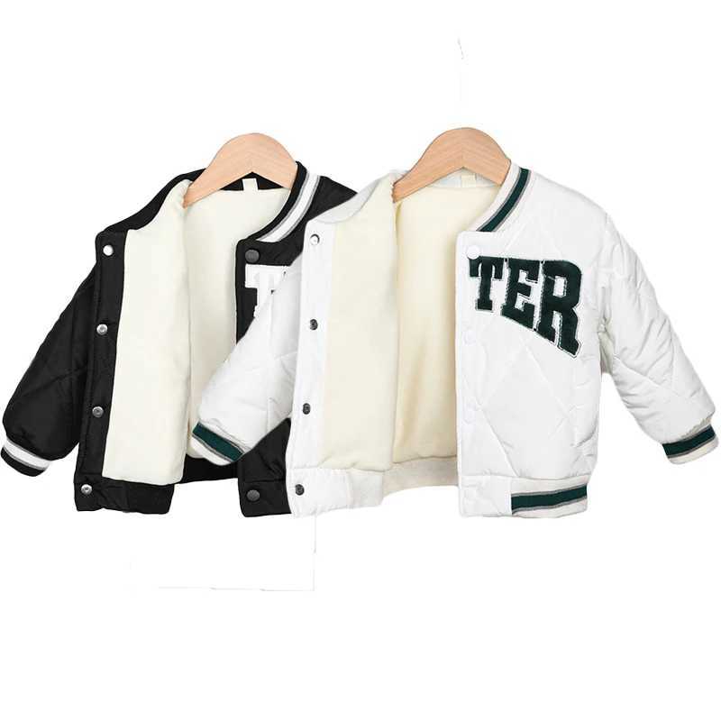 New Childrens Wool Baseball Jacket Autumn/Winter Warm Jacket Fashion Letter Pattern Jacket Childrens Clothing 1-5 Years M241018
