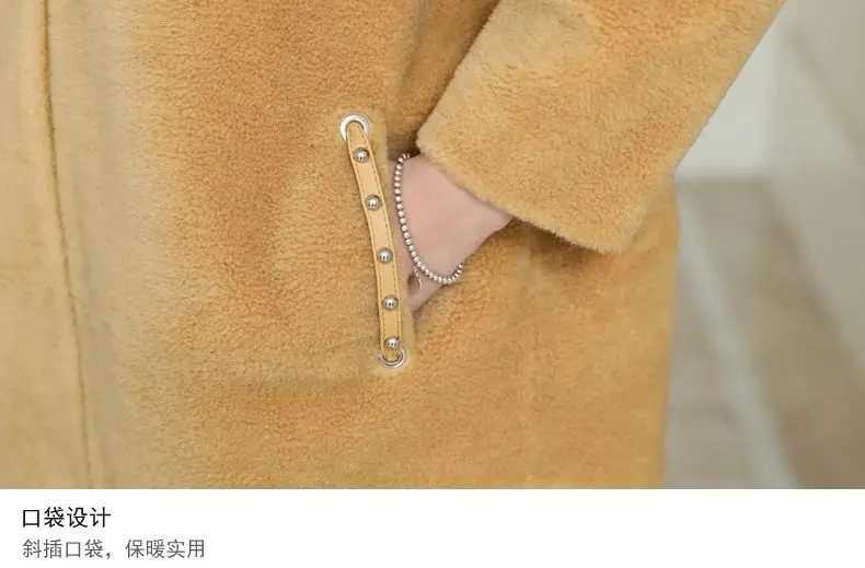 New 2023 Women Winter Fake Lamb Coat Faux Fur Parkas Medium Long Hooded Outwear Plus Size Thick Overcoat Lamb Wool JacketX241018