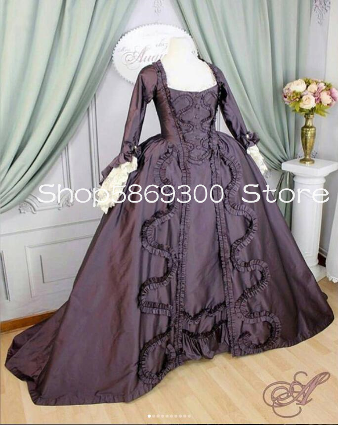 Black Gothic Victorian Evening Dresses Costume Long Sleeve Marieantoinette Madam Eaugustine Prom Dress Outfit Halloween