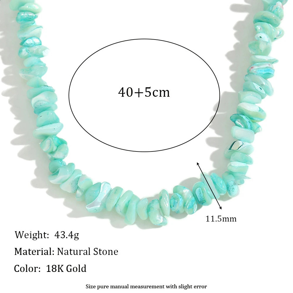 Minimalist Irregular Mint Green Natural Crushed Stone Necklace 241018
