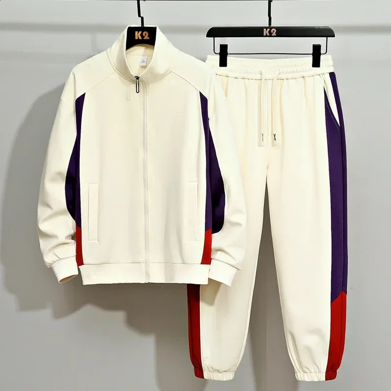 Spring Tracksuits Men Set Casual Hooded Jacket Pants Corduroy Sweatshirt Sportswear Coats JacketPant Suits 241017