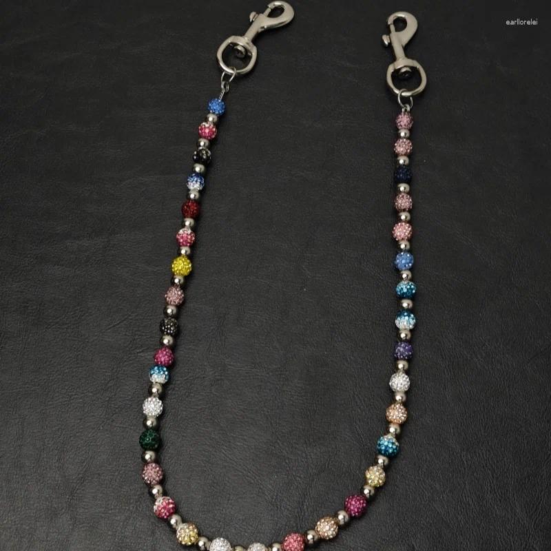 Keychains Round Bead Rhinestone Multicolor Punk Pants Chain Unisex One's Waist Luxurious Accessories Gothic Multi-functionChain For Bag