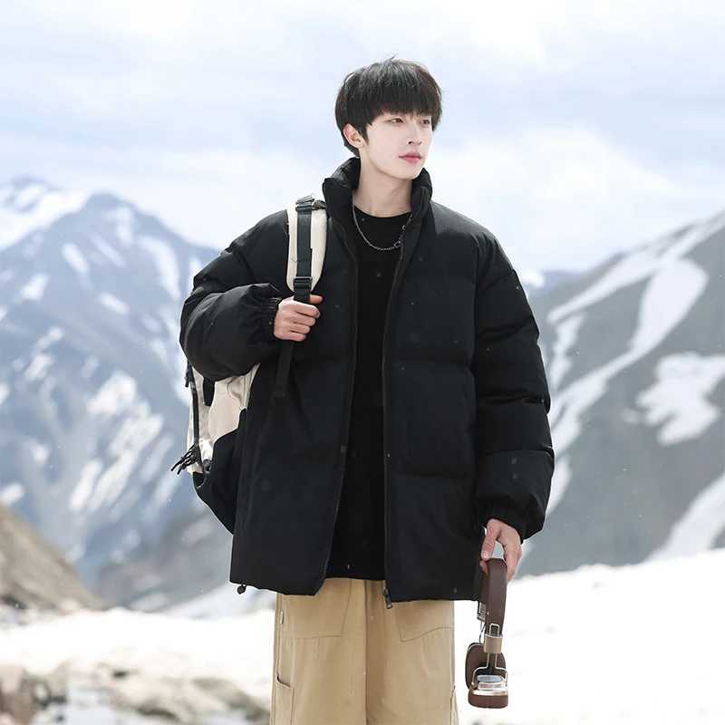 Harajuku Y2k Men Warm Parkas Winter Coat Solid Color Cotton Oversize Male Winter Jackets Windbreaker Padded Coat Woman Parkas LX241018