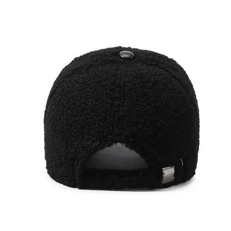 Men Women Lamb Wool Embroidery Letter Baseball Cap Autumn Female Winter Warm Outdoors Fashion Snapback Adjustable Hat CasquetteX241018