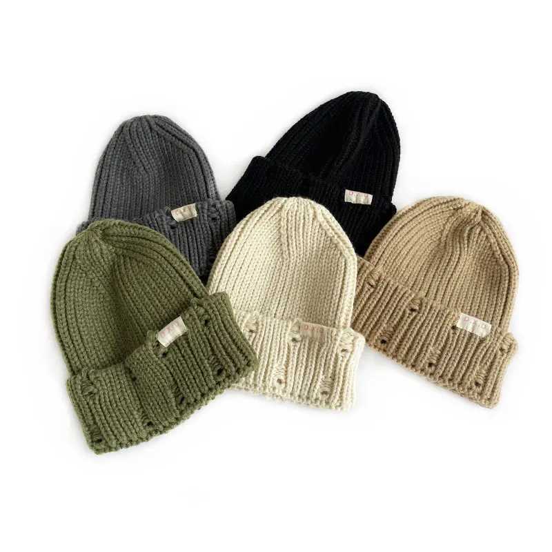 Kids Knitted Hats New Childrens Hat Autumn Winter Fashion Letter Pullover Caps for Boys Girls Baby Woolen Hat Warm Accessories LX241018