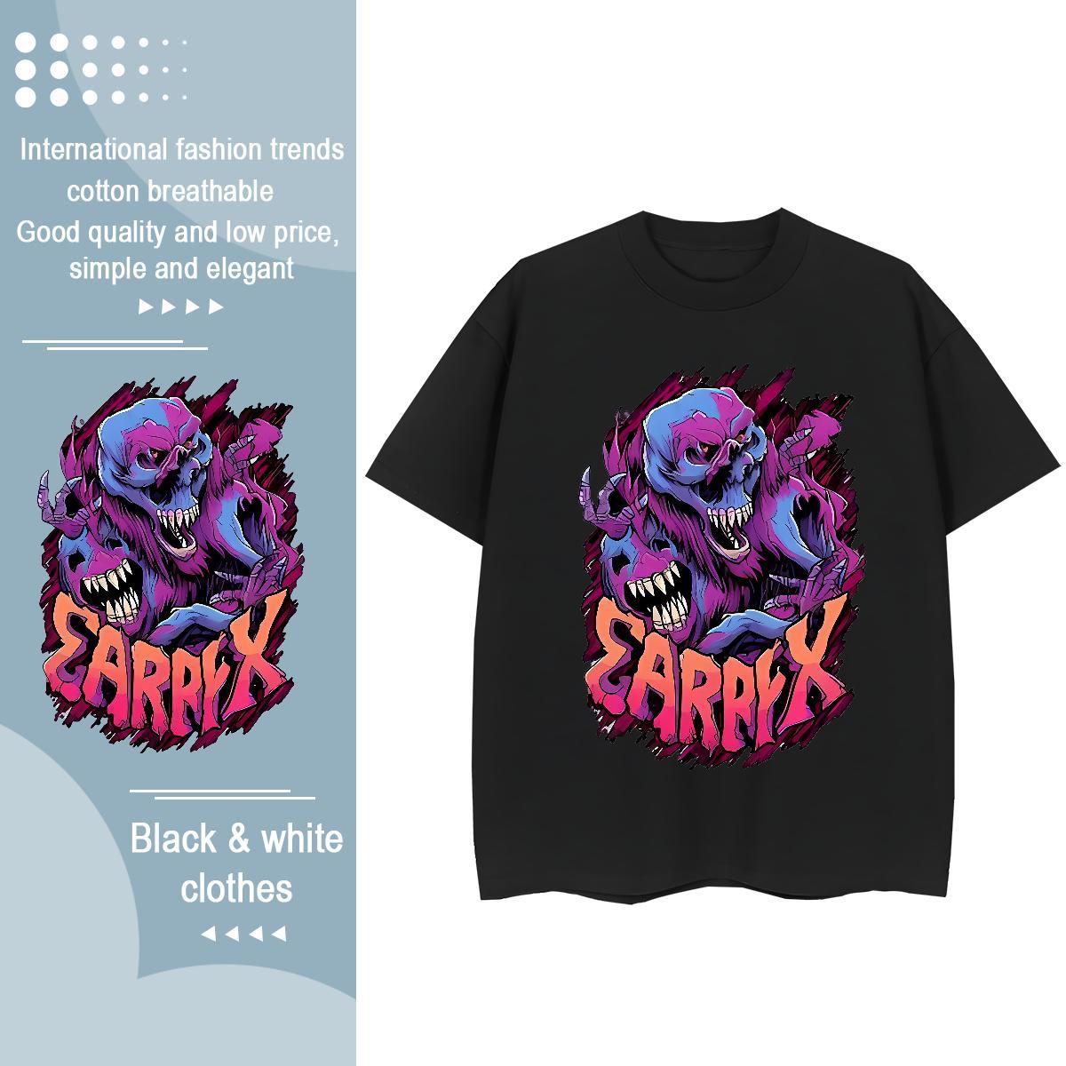 Factory Direct T Shirt For Woman 100% Cotton 230g Breathable Crew Neck High Street Hip Hop skull Couples T Shirts Female Custom Print Plus Size Clothi