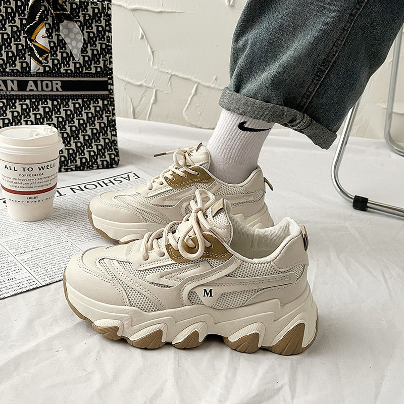 Women's Retro Spring and Autumn New Versatile Korean Version Height Increasing Casual Sports Shoes