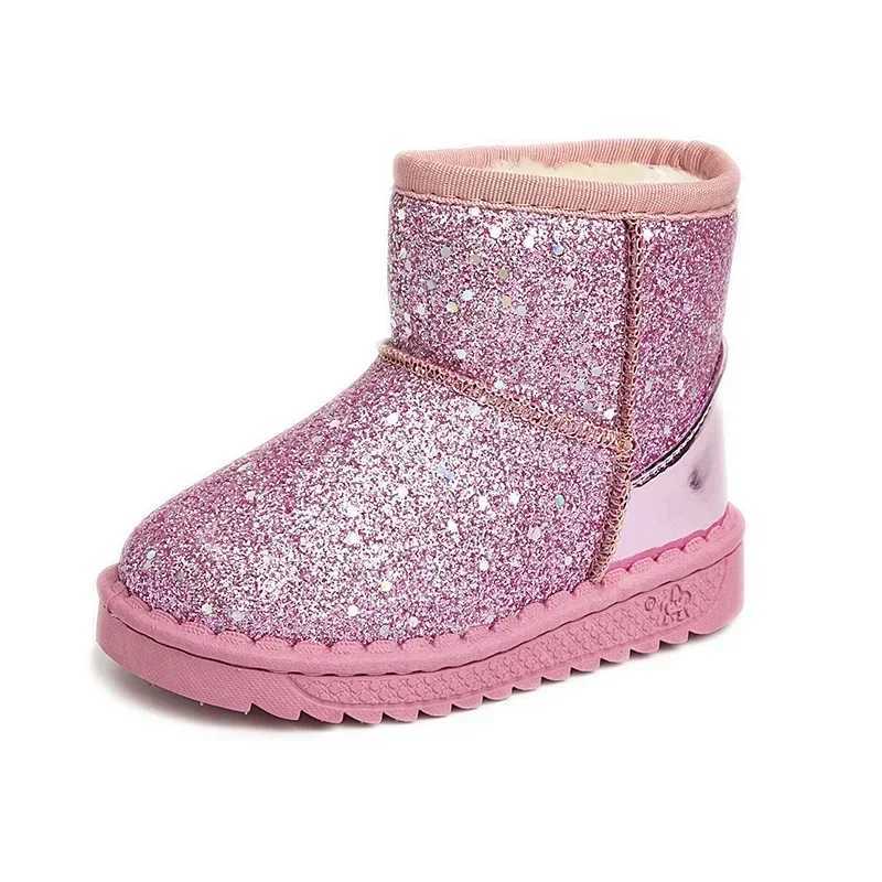 Boots Warm childrens snow boots new winter princess childrens shoes anti slip smooth round toe girls cute baby boots H241018