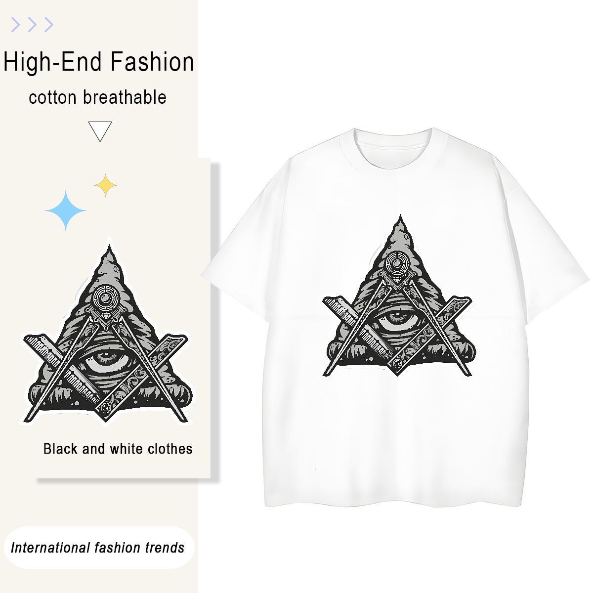 Brand T-Shirts 230g Pure Cotton Breathable Short Sleeve Home Outdoor eye of the devil Unisex Tshirts Loose fit Floral Print Tees Shirts