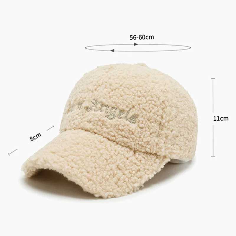 Men Women Teddy Velvet Embroidery Letter SunShade Curved Brim Baseball Cap Winter Sport Sunscreen Plush Warm Adjustable HatX241018
