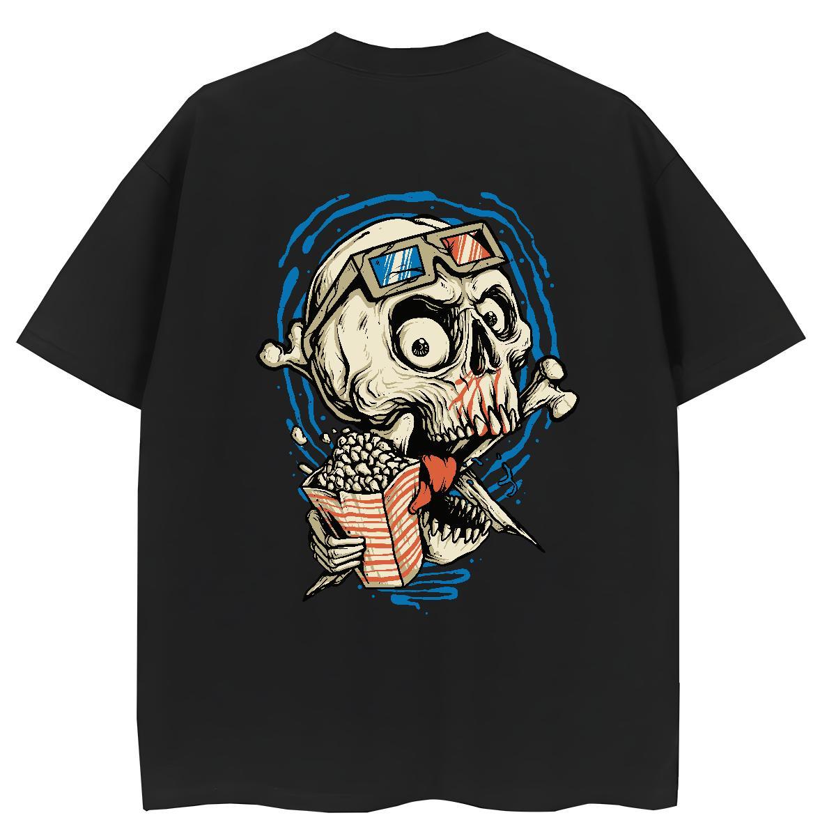 TOP Quality T Shirts Women 100% Cotton 230g Round Neck Short Sleeve Sport skull Couples T Shirts Loose fit Cartoon Floral Printing Clothings