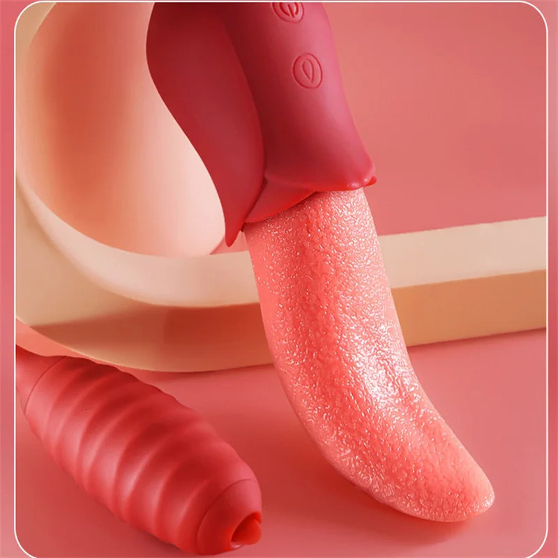 Silicone rose tongue licking vibrator egg labia stimulation massage sex toy female masturbation couple flirting game 241009