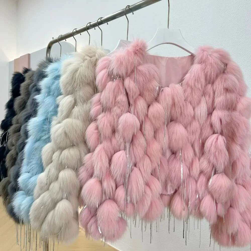 Real Jackets New Natural Fox With Tassels Fashion Winter Warm Fur Women Coatsfur Coat Thick Hotsweet