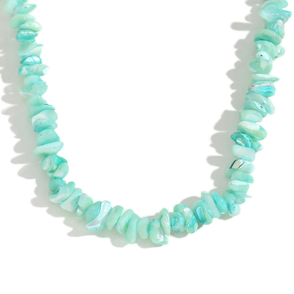 Minimalist Irregular Mint Green Natural Crushed Stone Necklace 241018