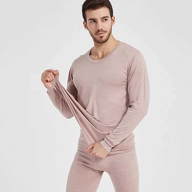 Men's Thermal Underwear Mens 100% Merino Wool Winter 250gsm Thick Warm Underwear Set Breathable Top Pants Set Y241018ZAA8