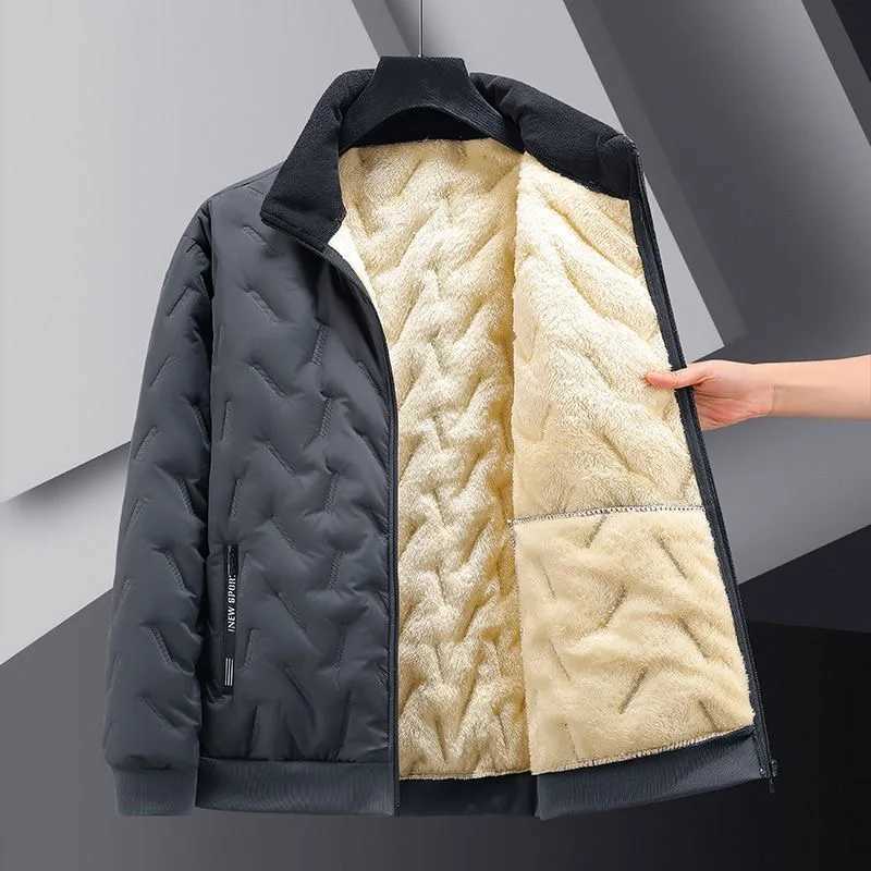 Warm Thicken Jackets Waterproof 2023 Autumn Winter Jacket Men Lambswool Jogging Casual Coat Men Fashion Loose Grey Parka Jacket LX241018