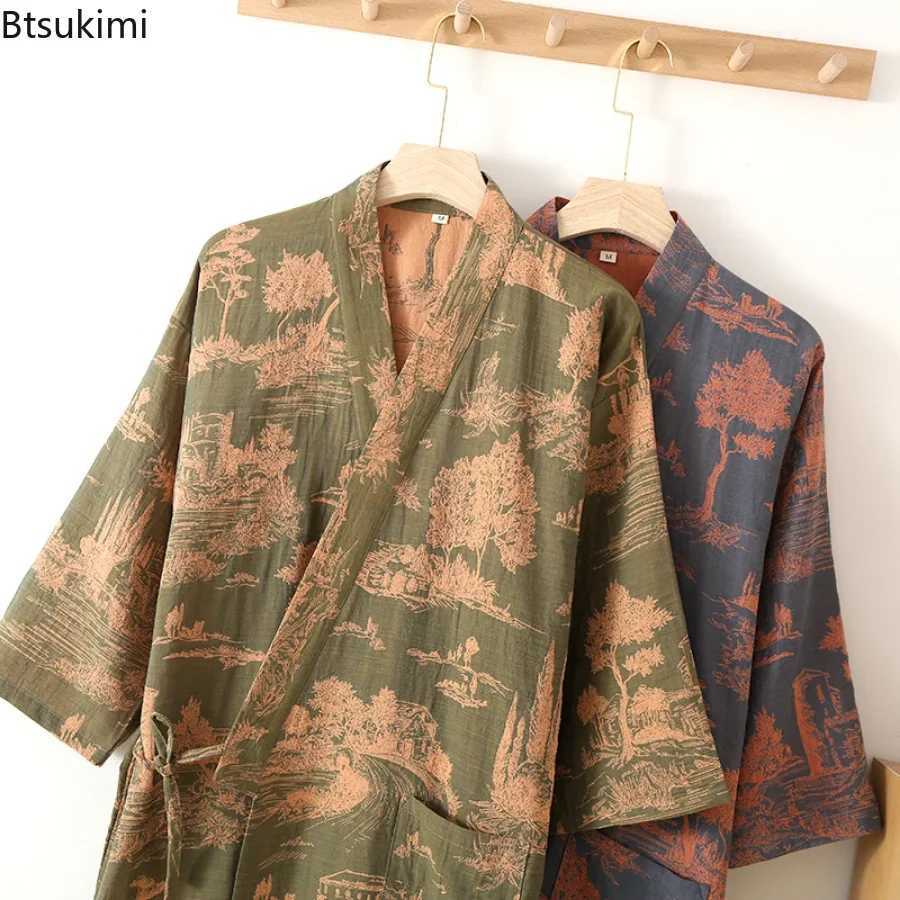 2024 Casual Bathrobe for Men Sleepwear Nightdress Robes Male Loose Bathrobe Skin Friendly Pajamas Shirts Robes Mens Kimono RobeXJ241018