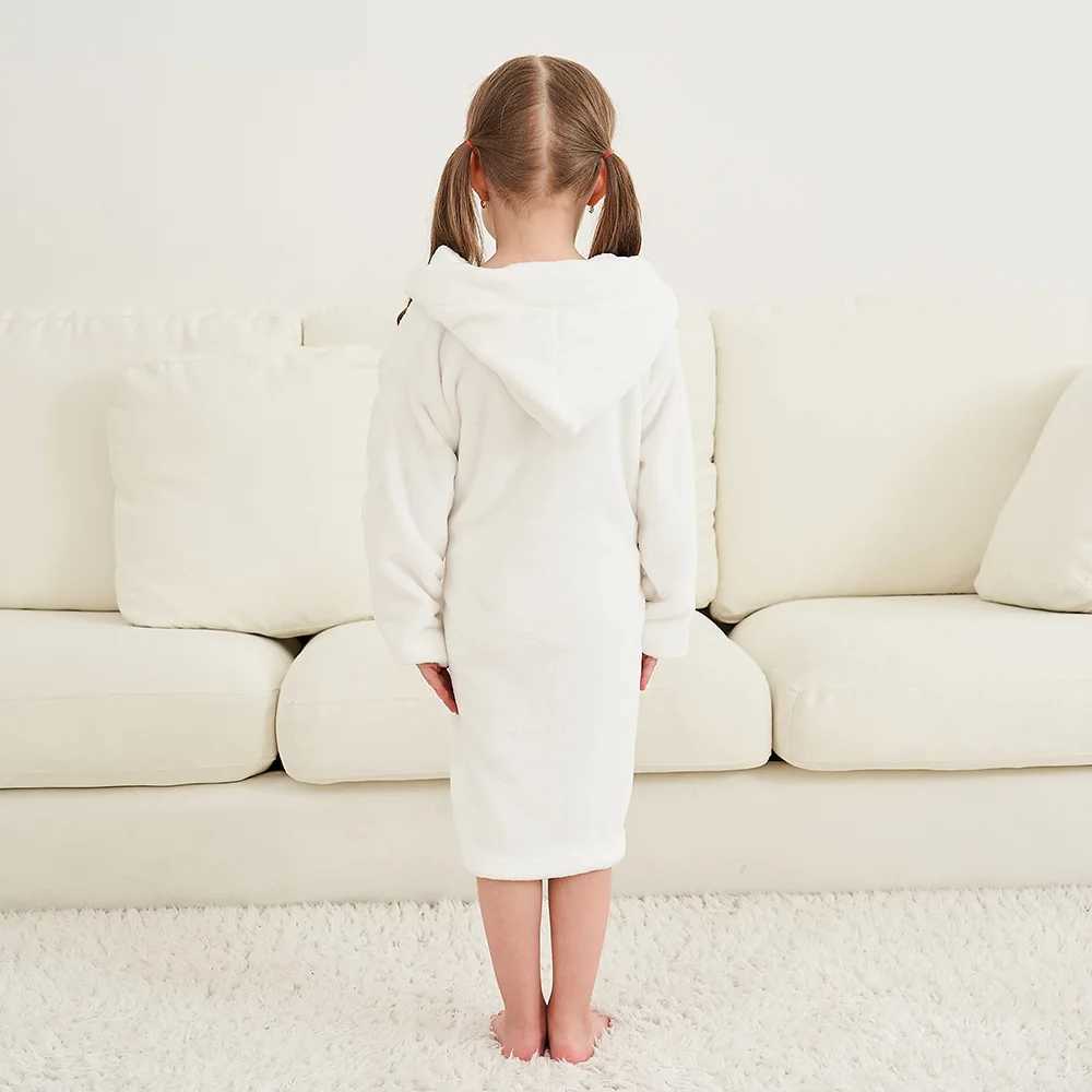 ChildrenS Pajamas And Bathrobes Solid Color Soft Robe Personalized Princess Sleepwear Warm Loungewear Home Clothes 2-12YearsXJ241018