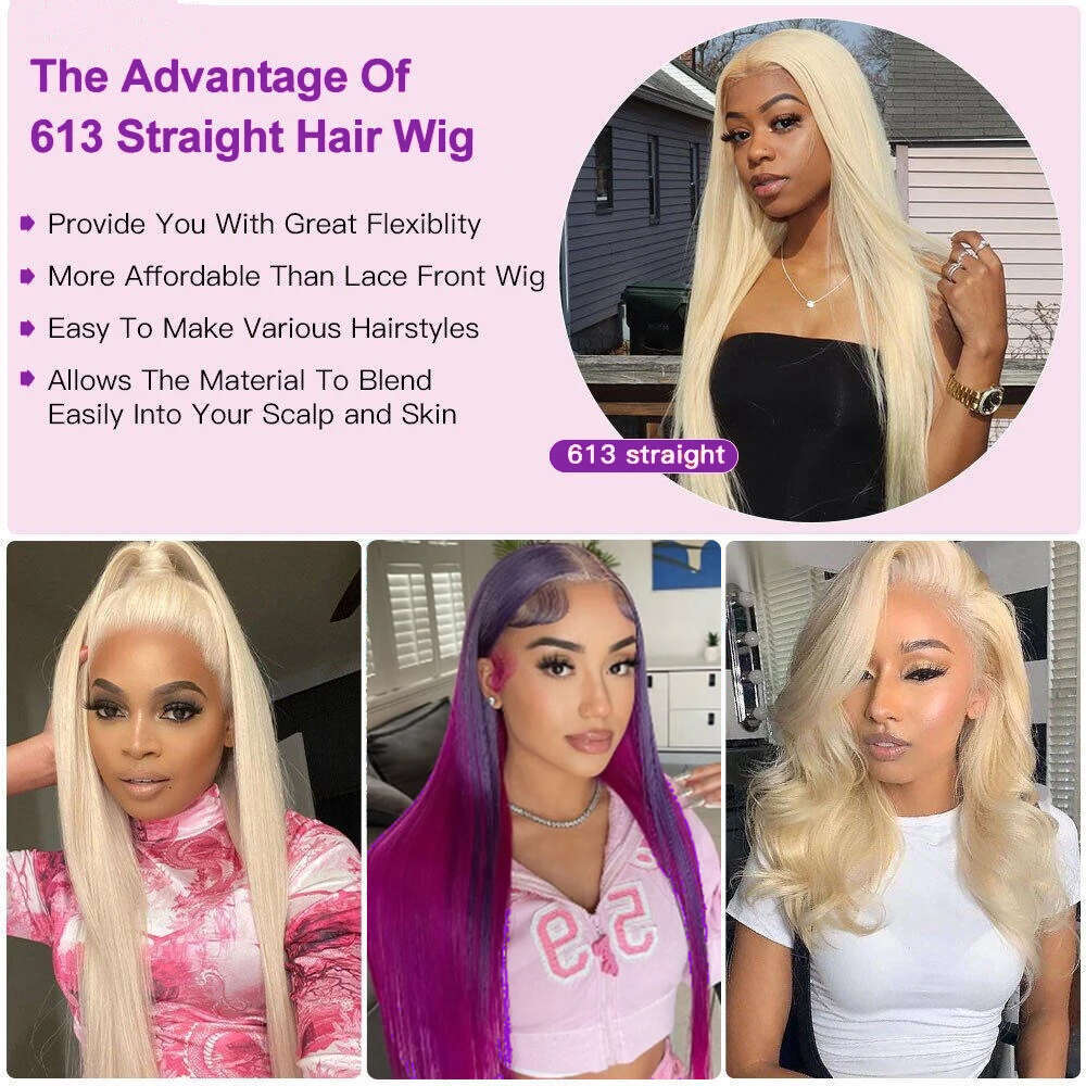 HD Straight Blonde Lace Frontal Wig x Transparent Human Hair Wigs For Women Density Front Colored s