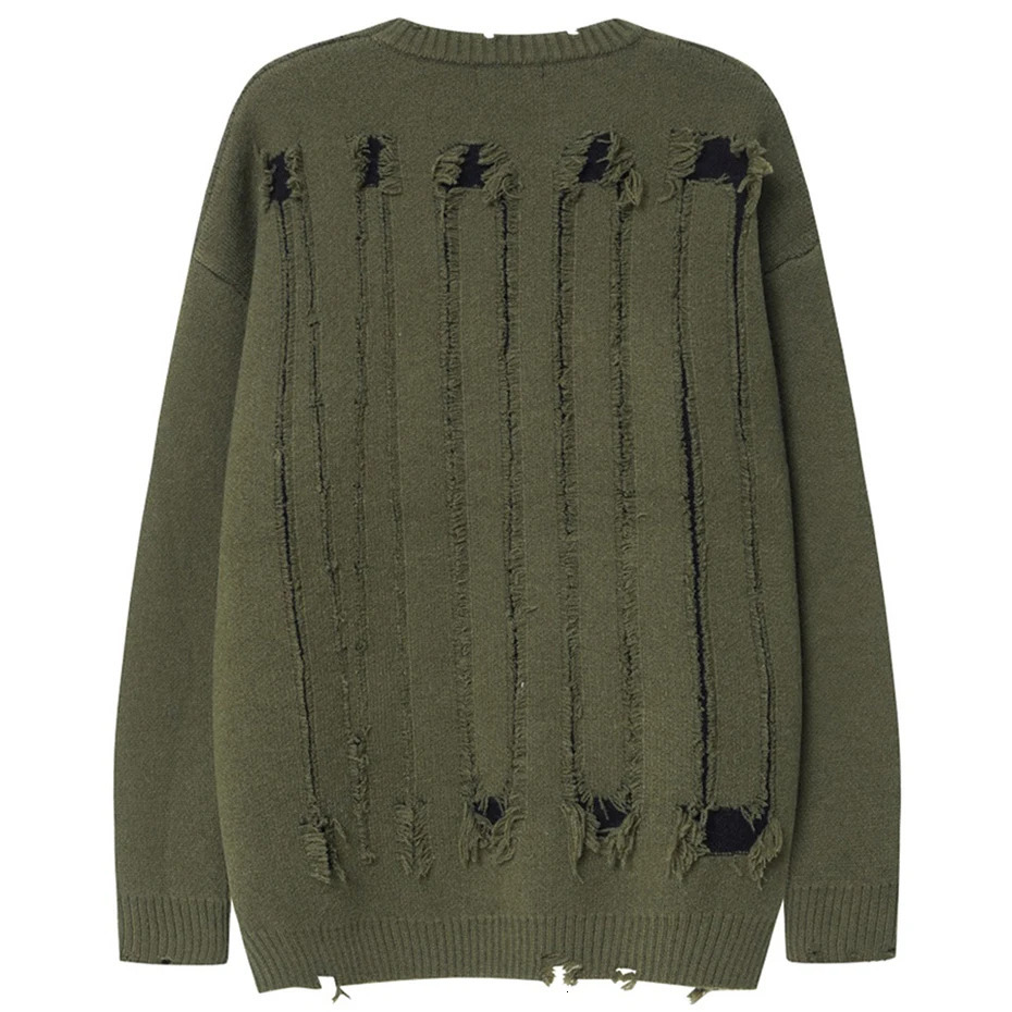 Broken Letter Sweaters Men Streetwear Hip Hop Oversized Harajuku Sweater Casual Loose Gray Knitted Jumper Pullover 241018
