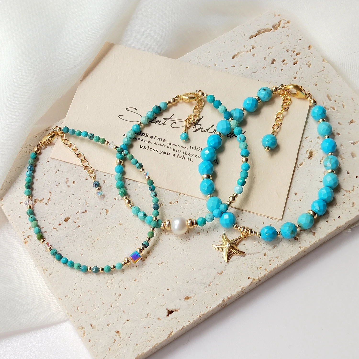 Lii Ji Green Pine Stone Beads 14K Gold Filled Bracelet Natural Stone 3mm/4mm/6mm True Pearl Austrian Crystal Handmade Jewelry 241018