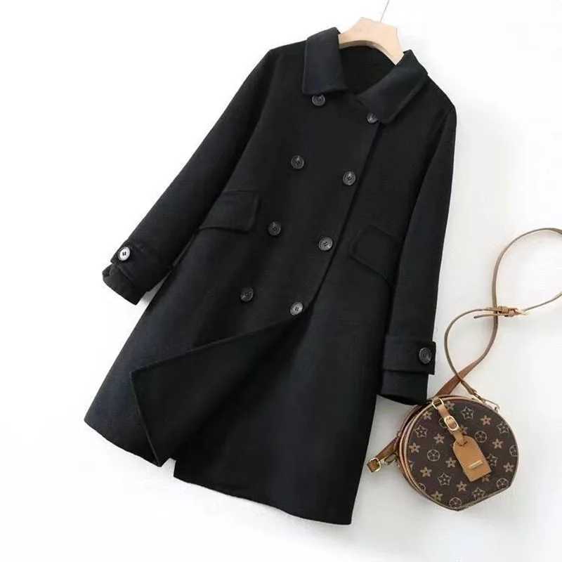 Fashion Casual Woolen Windbreaker Women Overcoat Winter 2023 New Korean Loose Long Thick Woolen Coat Female Outwear Autumn CoatX241009
