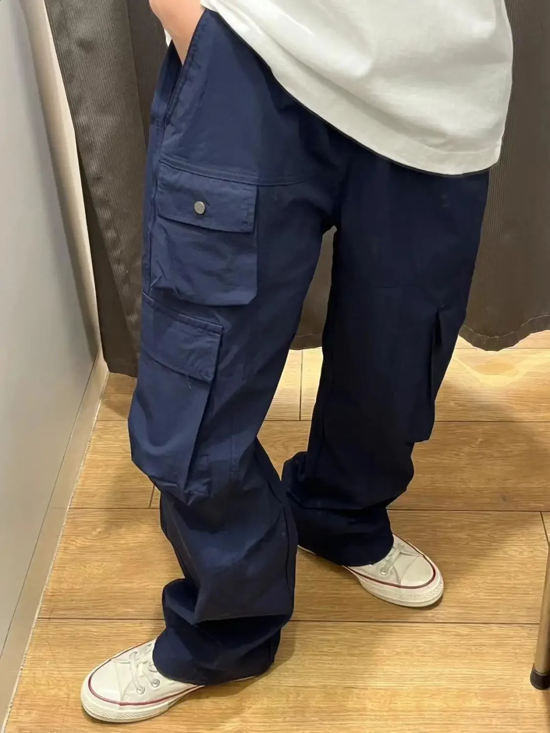 Navy Blue Cleanfit Pants Men American Retro Multi Pocket Workwear Trousers High Street Straight Leg High Street Vintage Pants 241010