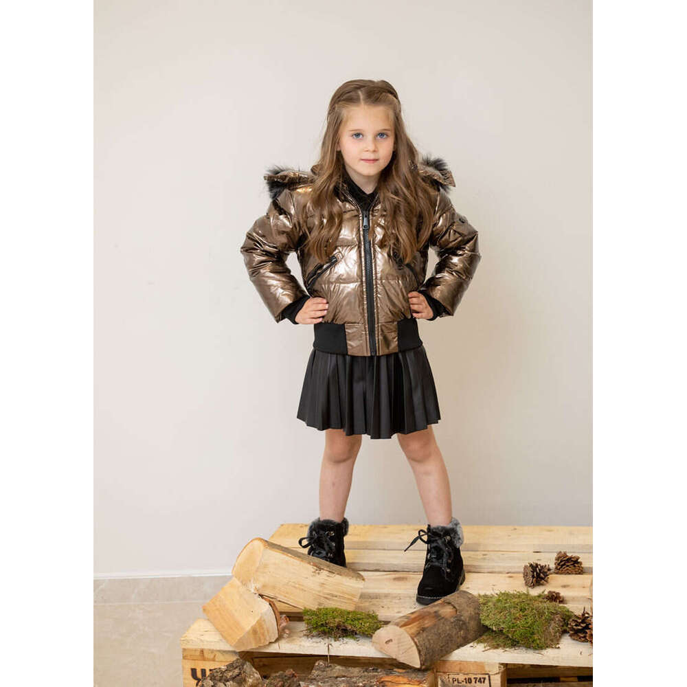 AS Winter Kids Down Jackets Bomber Design Coats With Nature Fur
