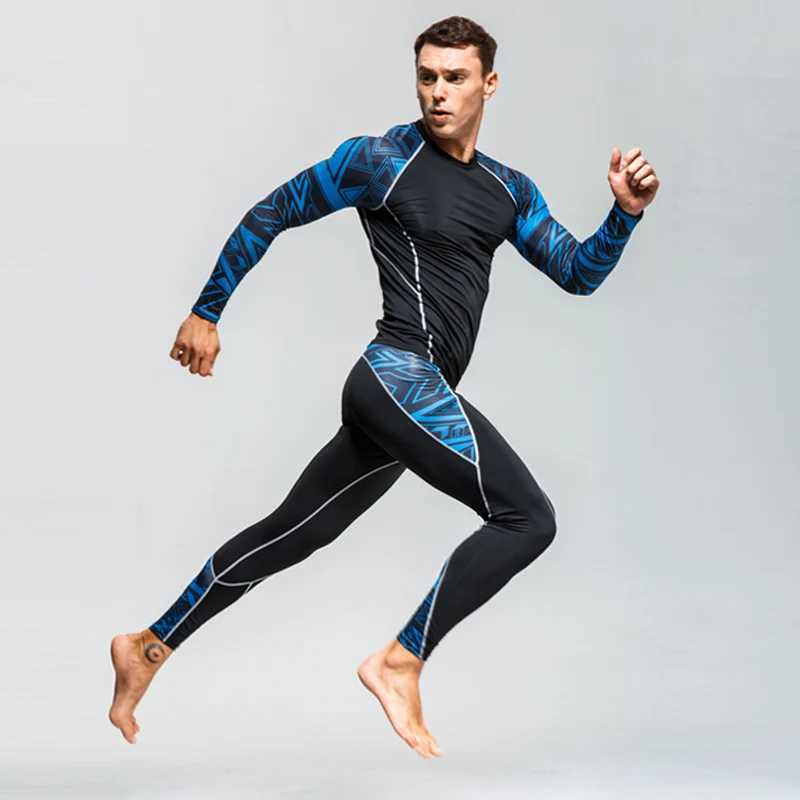 Men's Thermal Underwear Top Mens Clothing Base Layer Thermal Underwear Fitness Training Compression Tights Running Shirts Man Leggings Rashgard m