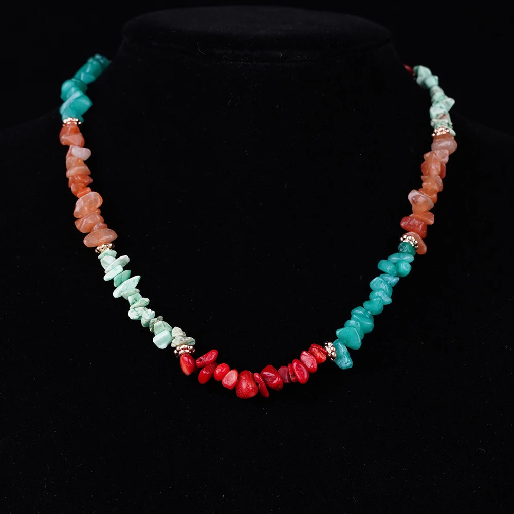 Natural Irregular Shell Beads Colored Coral Stone Necklace Female Charm Handmade Jewelry Necklace y2k Accessories 241018