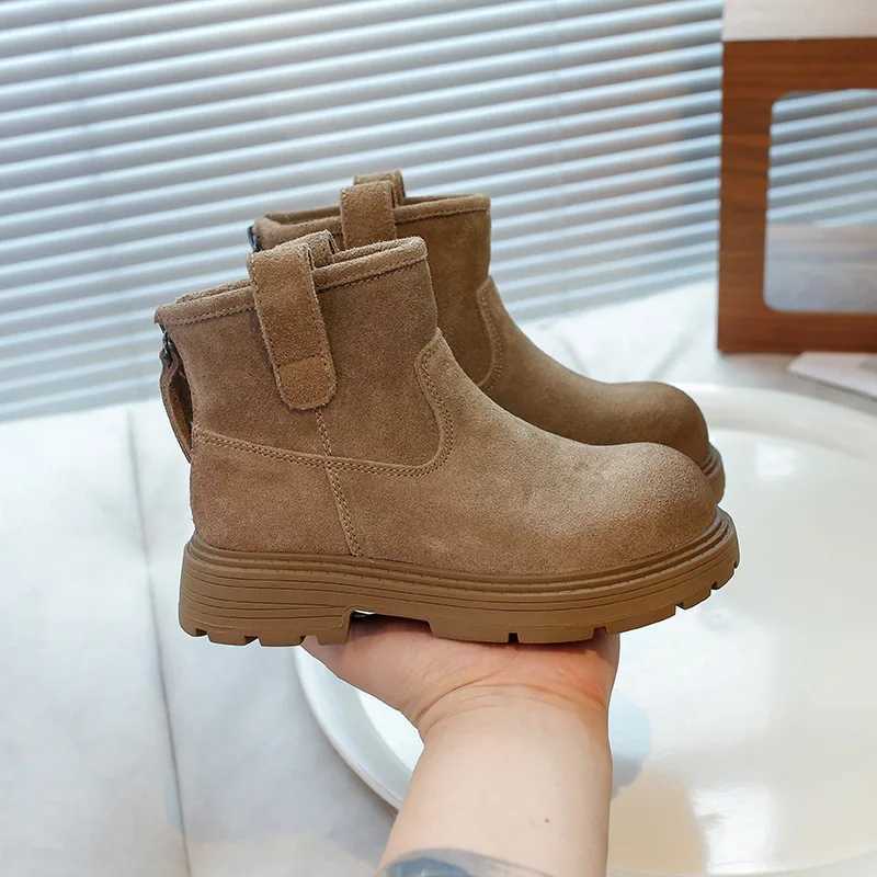 Boots Retro Kids Shoes Boots for Girl Simple Versatile Boys Platform Ankle Boots New Round-toe Non-slip Children Causal Fashion Boots H241018